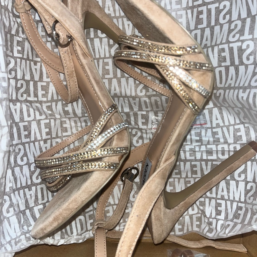 Steve Madden Tan Rhinestone Heels - Picture 3 of 5